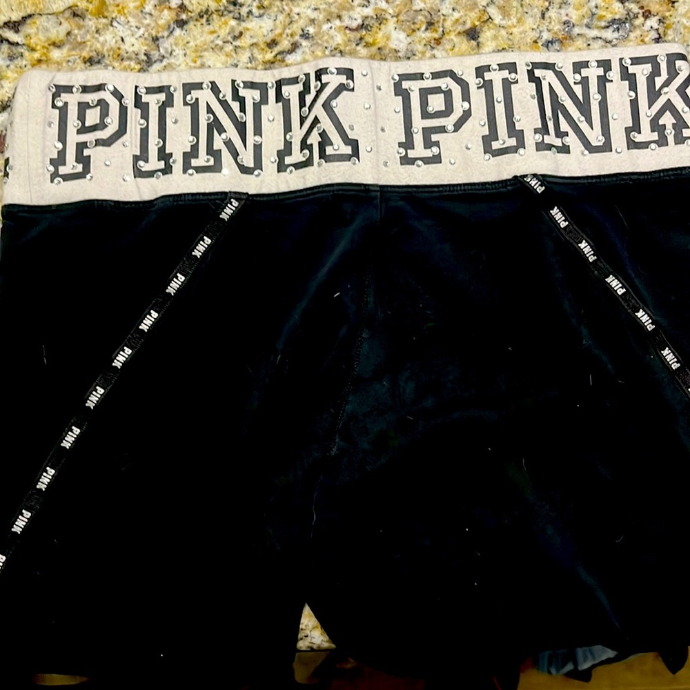 PINK black bedazzled leggings